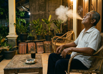 laki-laki, rokok, dan teras rumah